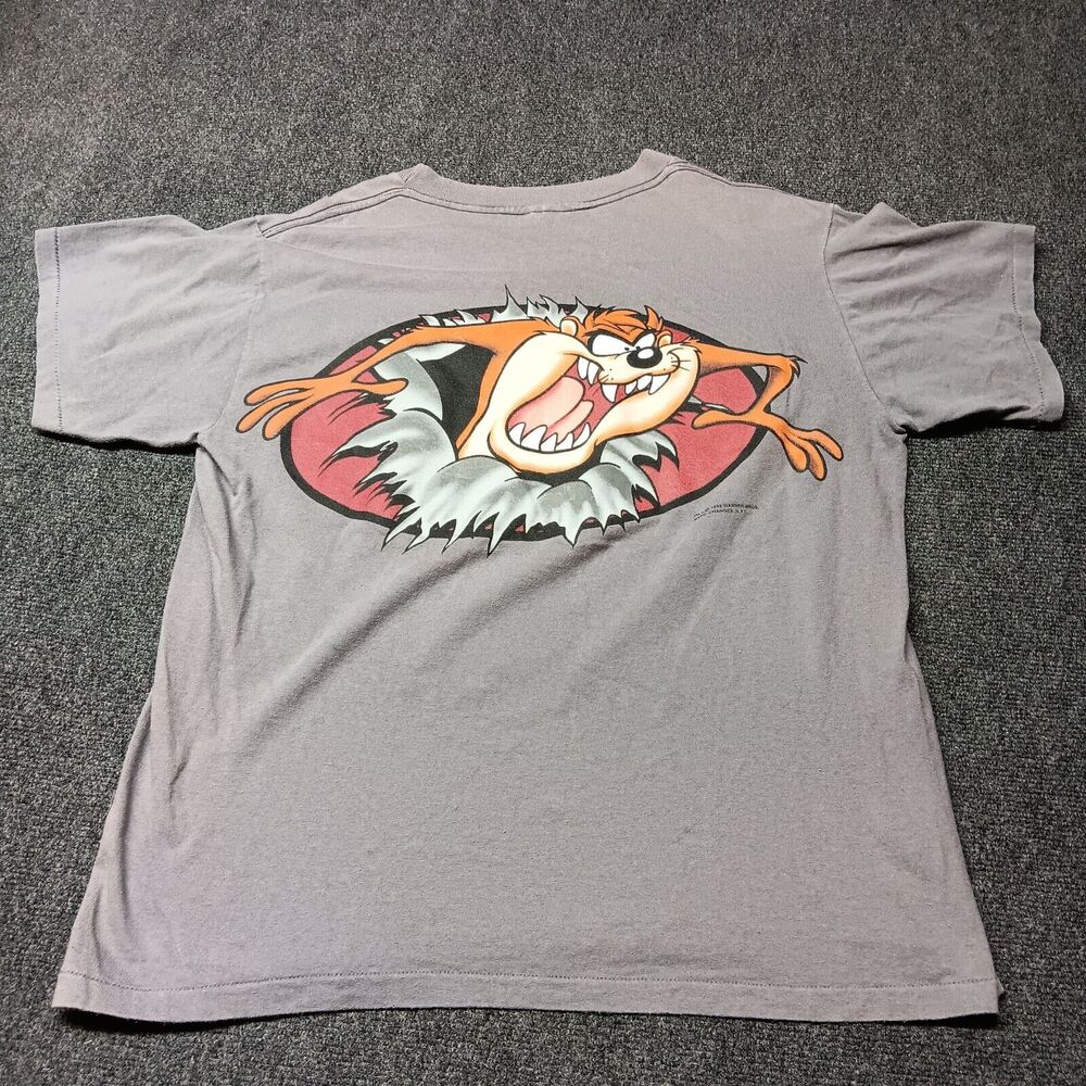 Vintage Changes Taz Shirt‎ Adult Large Gray Single Stitch 90s 1995 Double Sided